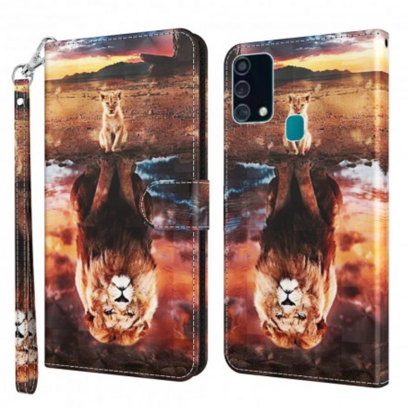 Folio Cover Samsung Galaxy A32 5G Punto Luminoso Leone Con Cordino