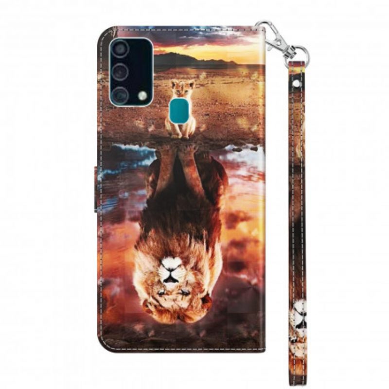 Folio Cover Samsung Galaxy A32 5G Punto Luminoso Leone Con Cordino