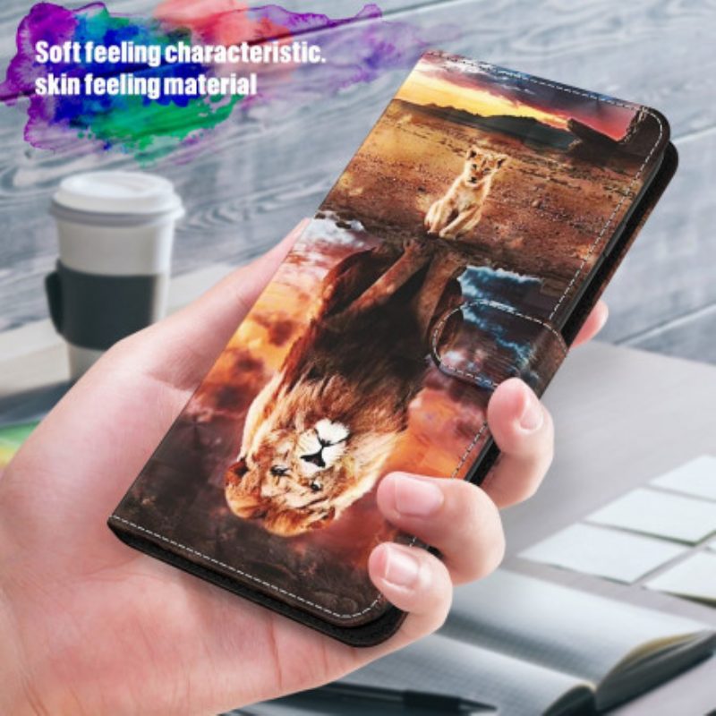 Folio Cover Samsung Galaxy A32 5G Punto Luminoso Leone Con Cordino