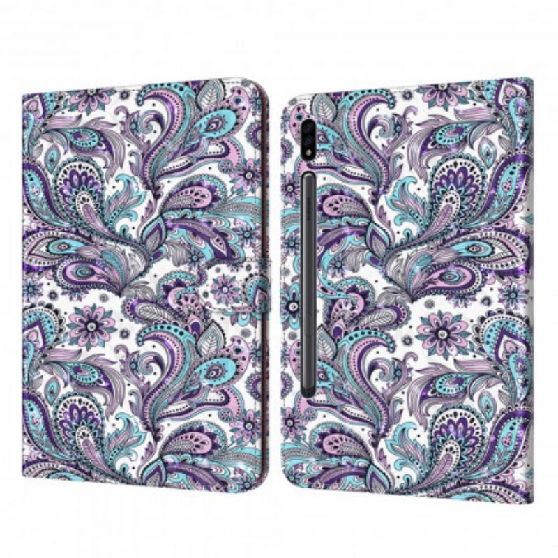 Custodia A Portafoglio Samsung Galaxy Tab S8 / Tab S7 Motivo Paisley In Ecopelle