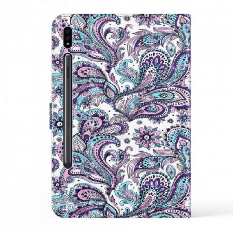 Custodia A Portafoglio Samsung Galaxy Tab S8 / Tab S7 Motivo Paisley In Ecopelle