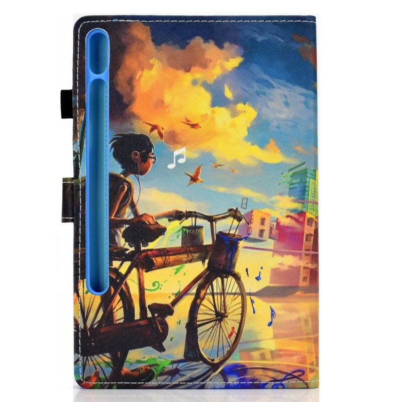 Custodia in pelle Samsung Galaxy Tab S8 / Tab S7 Bicicletta Arte