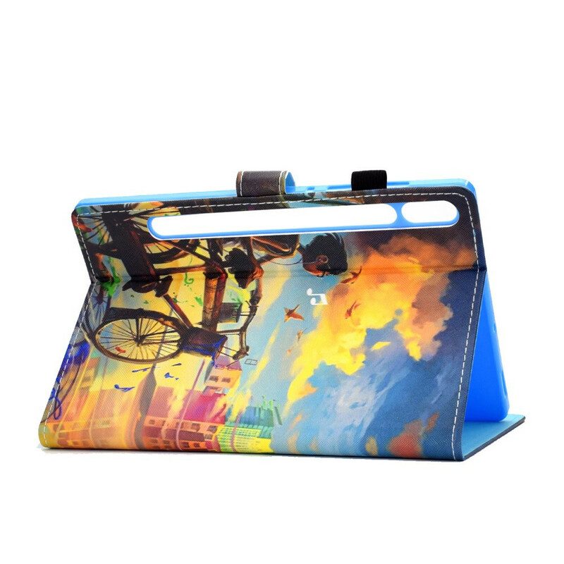 Custodia in pelle Samsung Galaxy Tab S8 / Tab S7 Bicicletta Arte