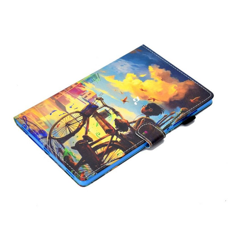 Custodia in pelle Samsung Galaxy Tab S8 / Tab S7 Bicicletta Arte