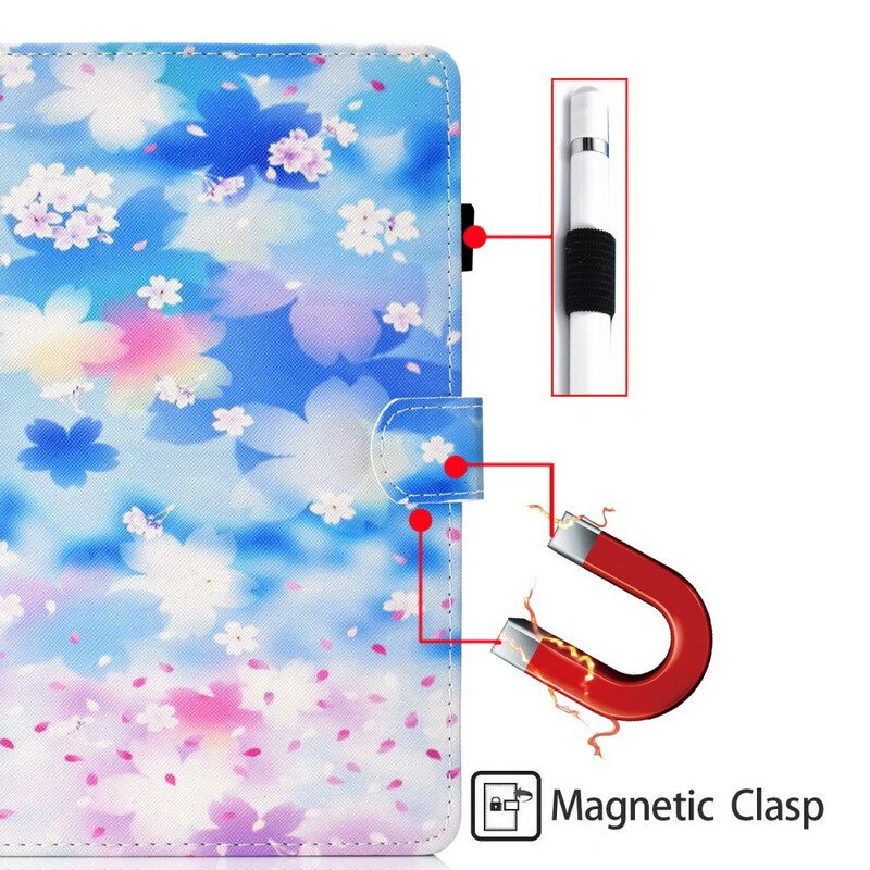 Custodia in pelle Samsung Galaxy Tab S8 / Tab S7 Fiori Dell'acquerello