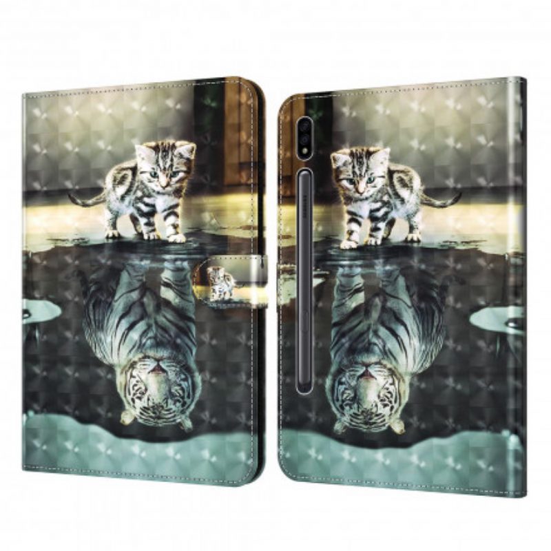 Custodia in pelle Samsung Galaxy Tab S8 / Tab S7 Gattino In Ecopelle