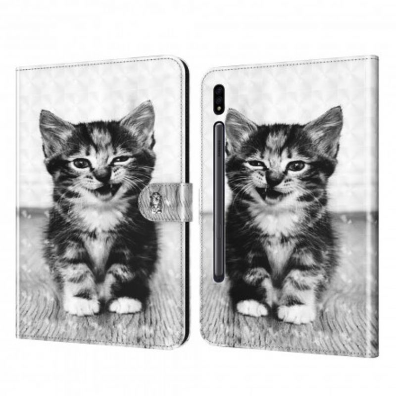 Custodia in pelle Samsung Galaxy Tab S8 / Tab S7 Gattino In Ecopelle