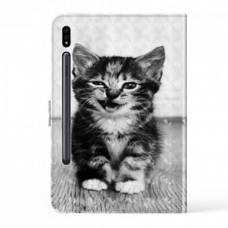 Custodia in pelle Samsung Galaxy Tab S8 / Tab S7 Gattino In Ecopelle