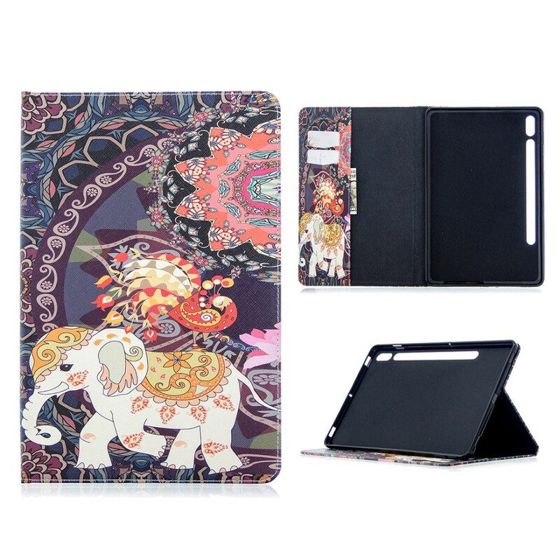 Custodia in pelle Samsung Galaxy Tab S8 / Tab S7 Motivo Con Stampa Elefante