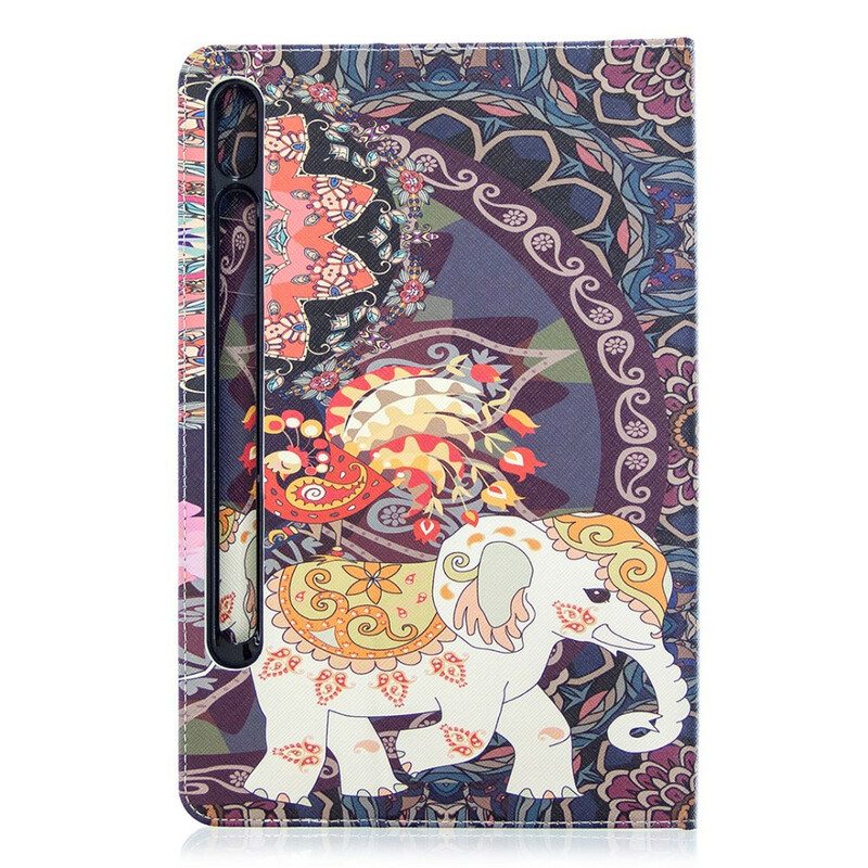 Custodia in pelle Samsung Galaxy Tab S8 / Tab S7 Motivo Con Stampa Elefante