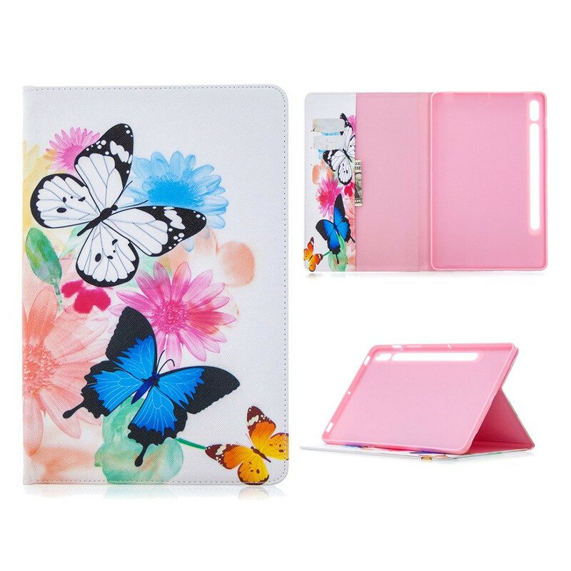 Folio Cover Samsung Galaxy Tab S8 / Tab S7 Farfalle Dell'acquerello