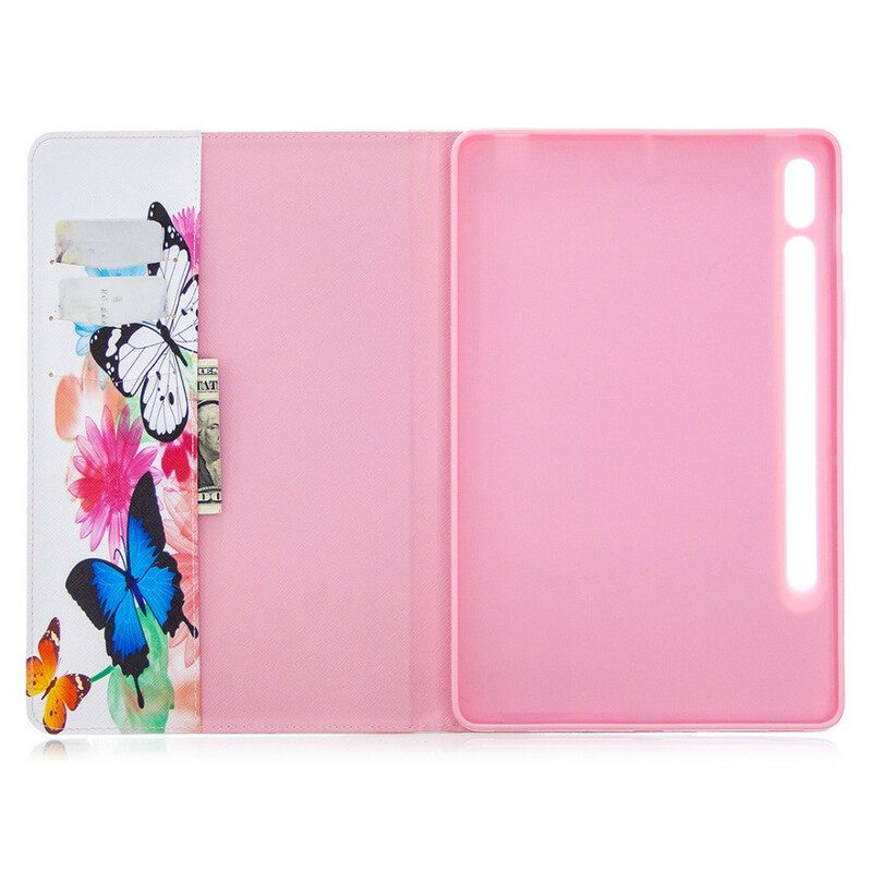 Folio Cover Samsung Galaxy Tab S8 / Tab S7 Farfalle Dell'acquerello