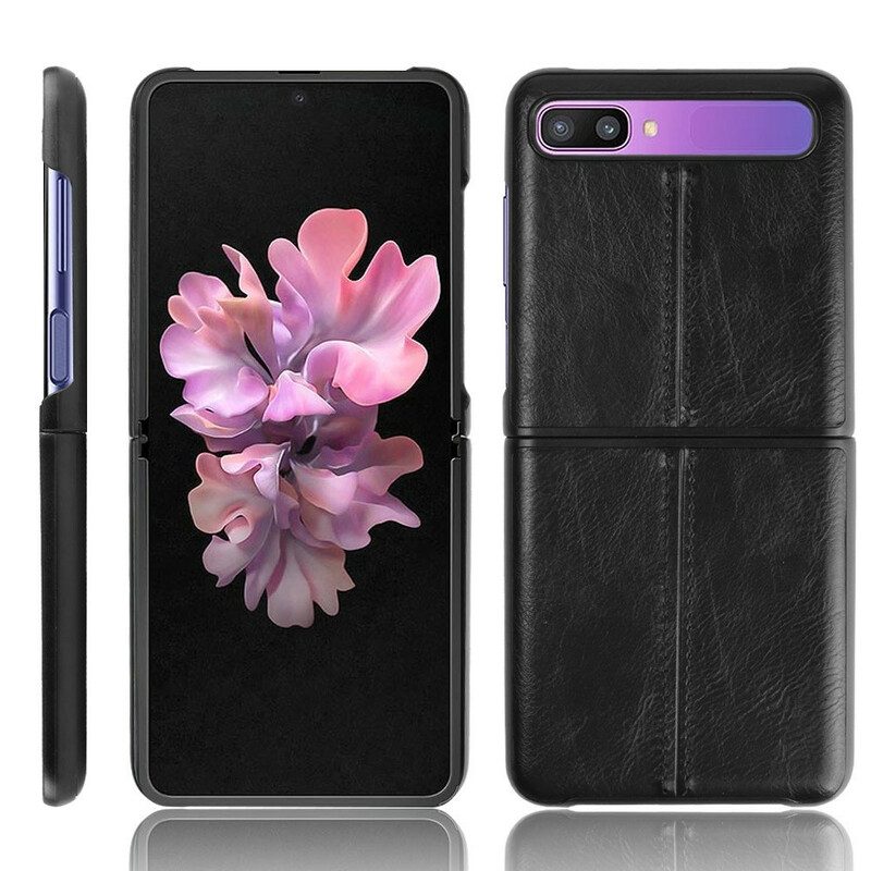 Folio Cover Samsung Galaxy Z Flip Custodia in pelle Effetto Pelle Couture