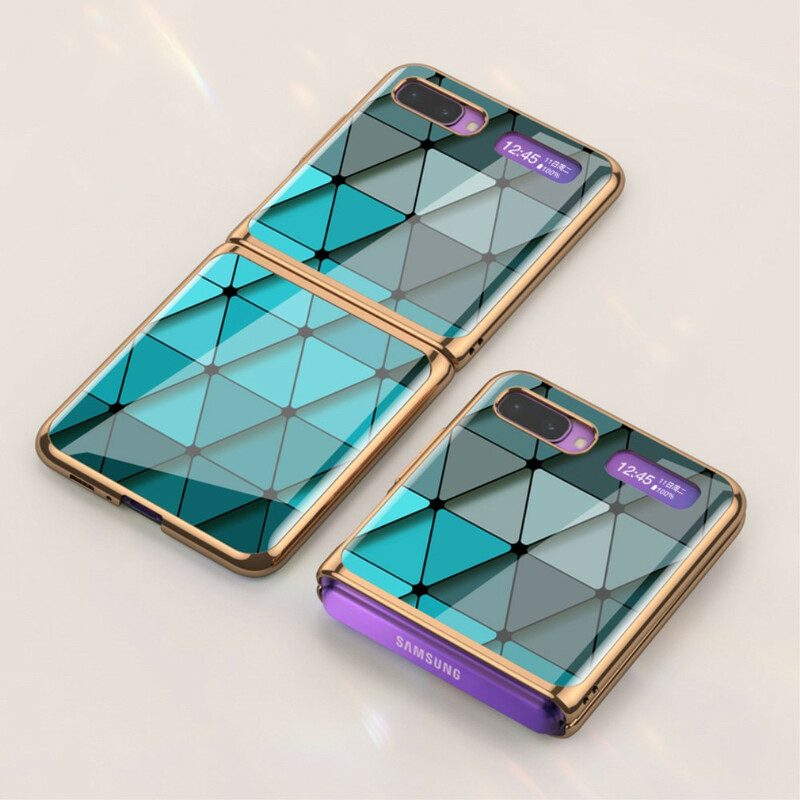 Folio Cover Samsung Galaxy Z Flip Custodia in pelle Geometria Stilistica Gkk