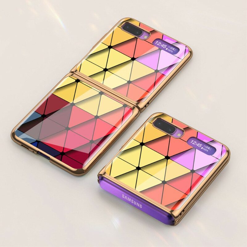 Folio Cover Samsung Galaxy Z Flip Custodia in pelle Geometria Stilistica Gkk