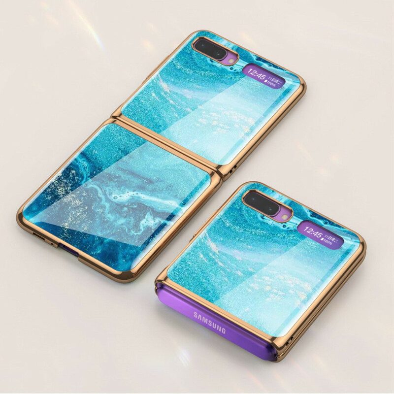 Folio Cover Samsung Galaxy Z Flip Custodia in pelle Stile Marmo Colorato Gkk