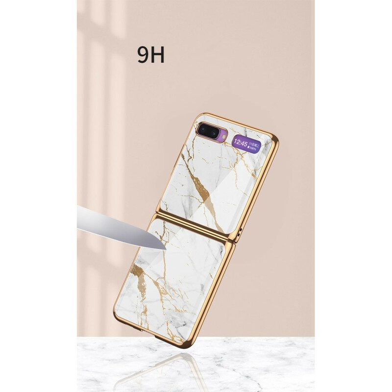 Folio Cover Samsung Galaxy Z Flip Custodia in pelle Stile Marmo Gkk