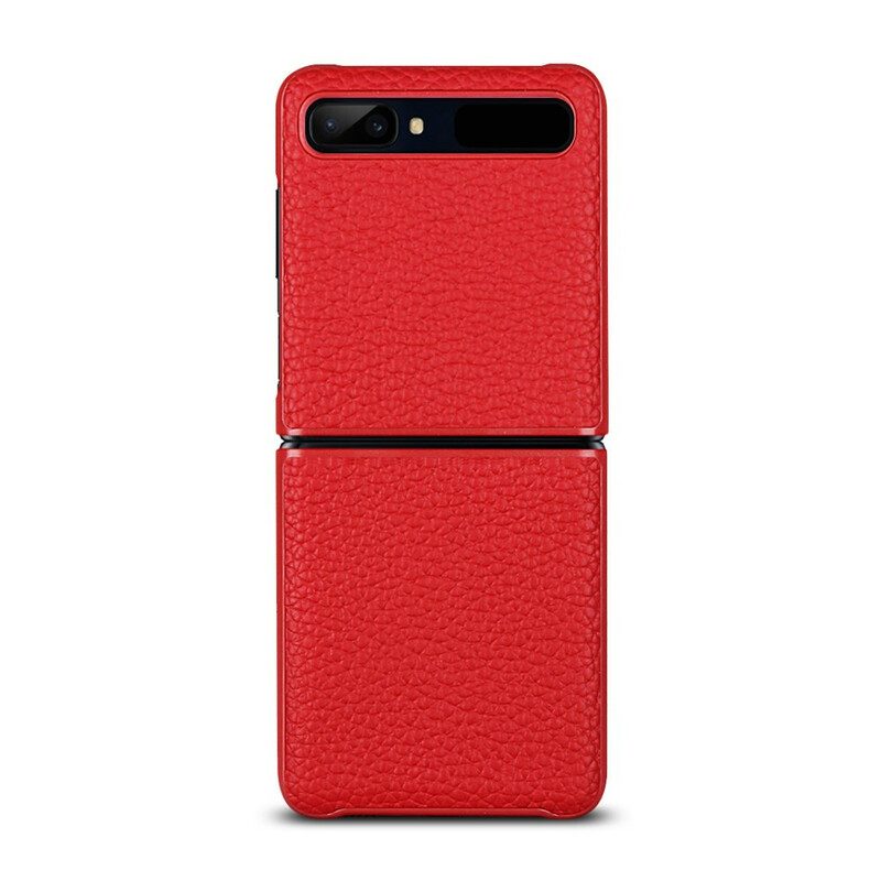 Folio Cover Samsung Galaxy Z Flip Custodia in pelle Vera Pelle Di Litchi