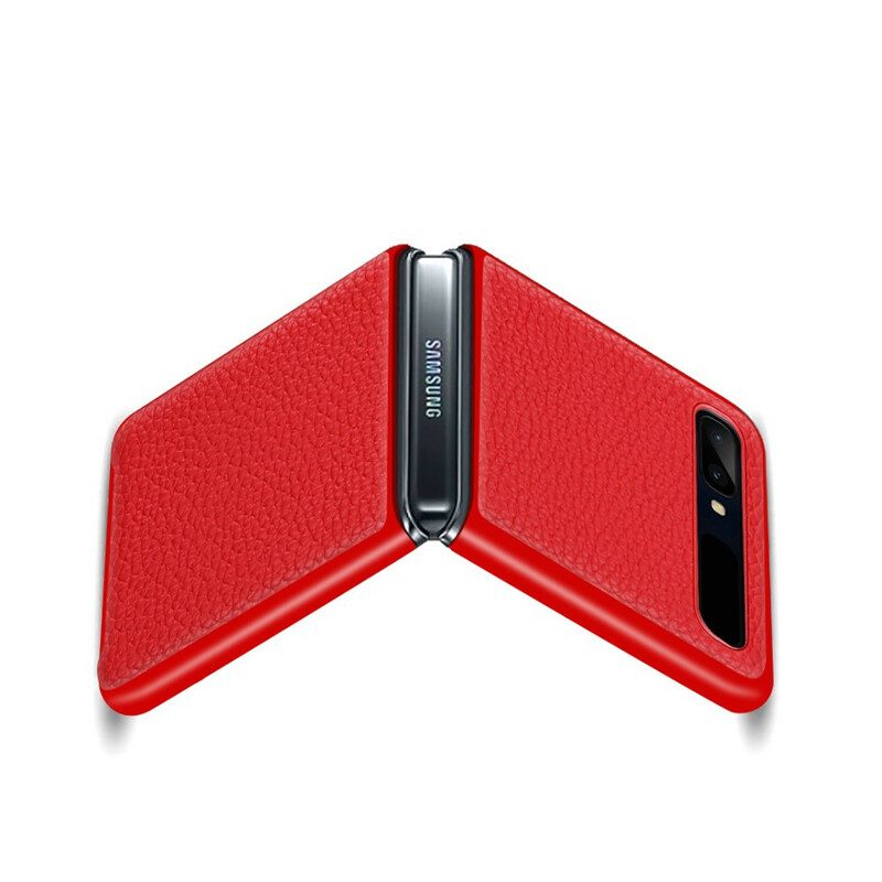 Folio Cover Samsung Galaxy Z Flip Custodia in pelle Vera Pelle Di Litchi