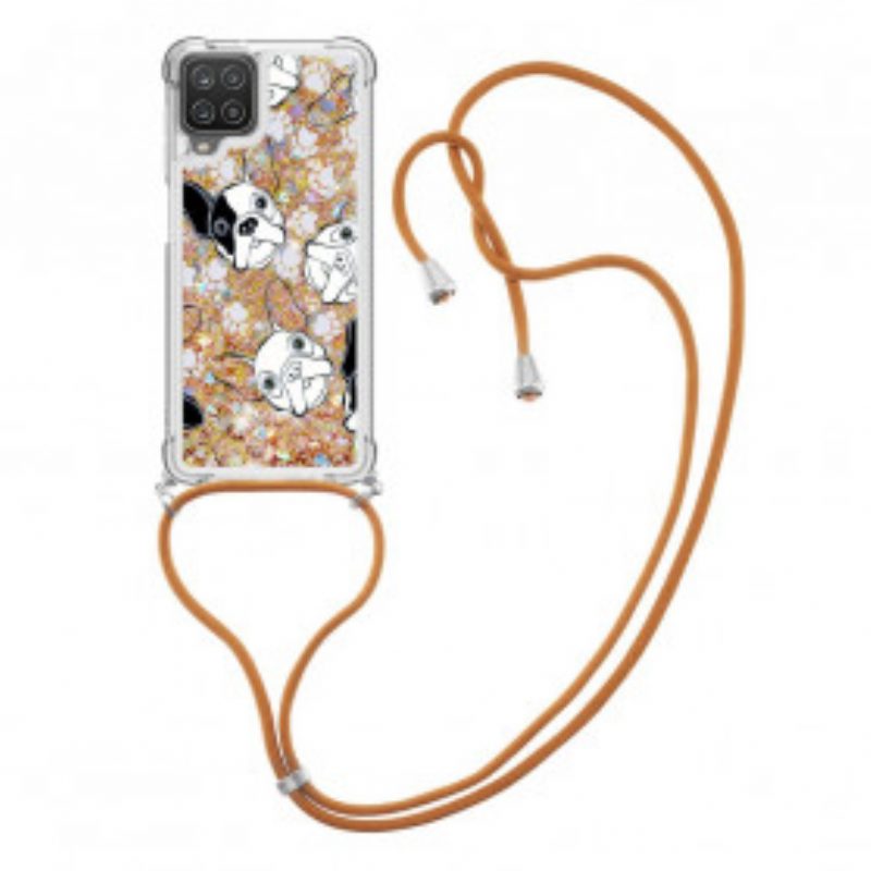 Cover Samsung Galaxy M12 / A12 Cani Con Coulisse Di Paillettes