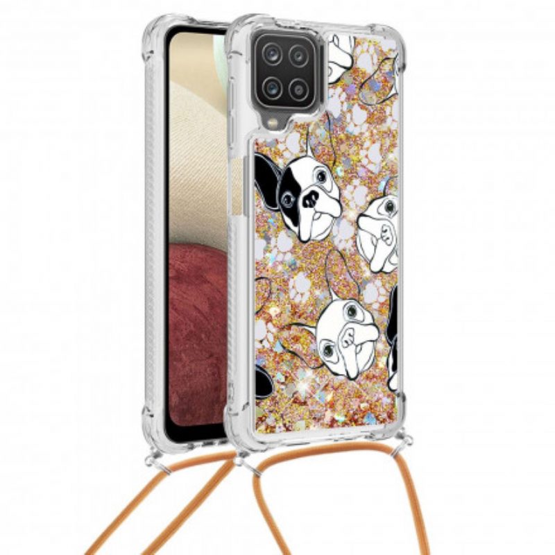 Cover Samsung Galaxy M12 / A12 Cani Con Coulisse Di Paillettes