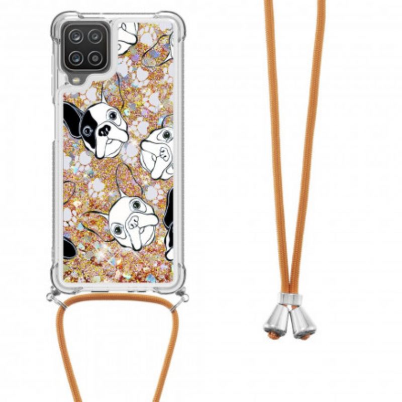 Cover Samsung Galaxy M12 / A12 Cani Con Coulisse Di Paillettes