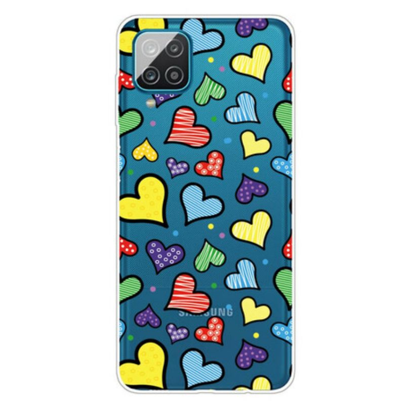 Cover Samsung Galaxy M12 / A12 Cuori Multicolori