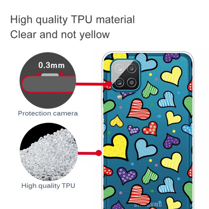 Cover Samsung Galaxy M12 / A12 Cuori Multicolori