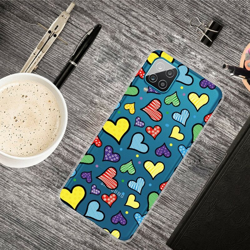 Cover Samsung Galaxy M12 / A12 Cuori Multicolori