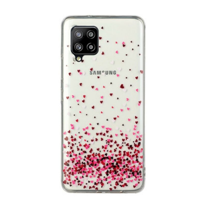 Cover Samsung Galaxy M12 / A12 Cuori Rossi Multipli Senza Soluzione Di Continuità