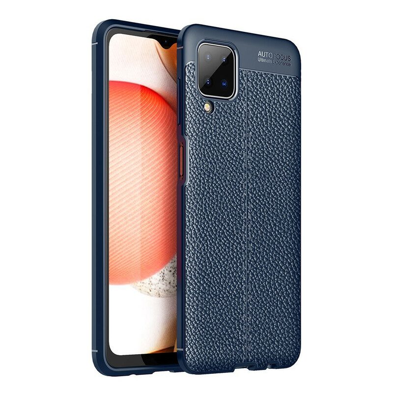 Cover Samsung Galaxy M12 / A12 Doppia Linea Litchi Effetto Pelle