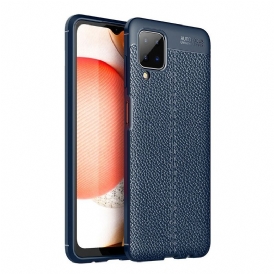 Cover Samsung Galaxy M12 / A12 Doppia Linea Litchi Effetto Pelle