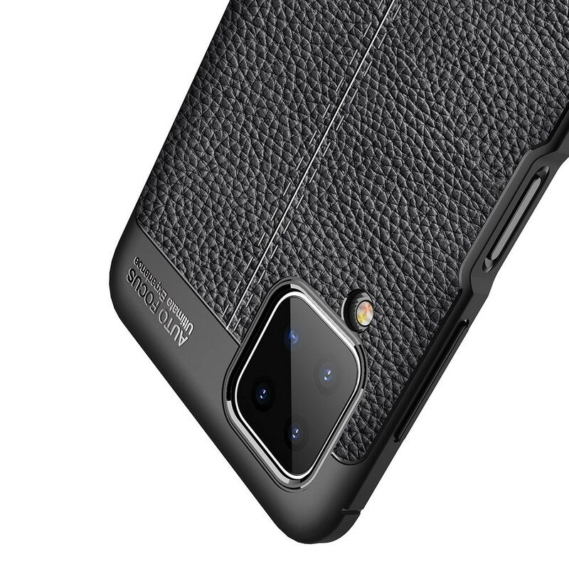 Cover Samsung Galaxy M12 / A12 Doppia Linea Litchi Effetto Pelle