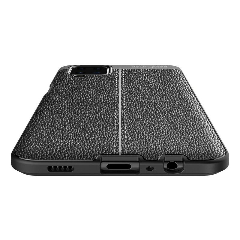 Cover Samsung Galaxy M12 / A12 Doppia Linea Litchi Effetto Pelle