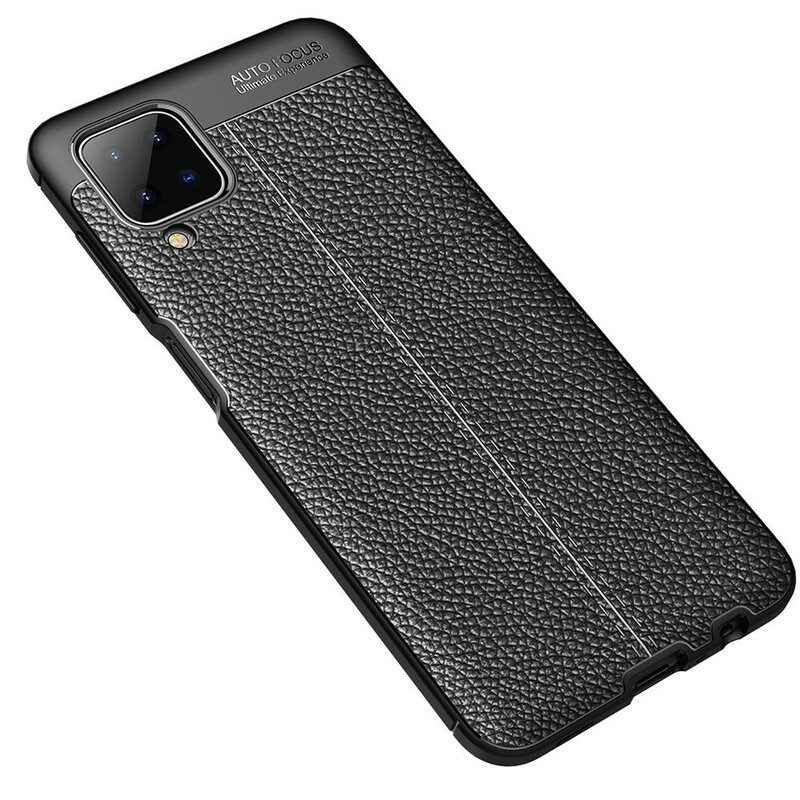 Cover Samsung Galaxy M12 / A12 Doppia Linea Litchi Effetto Pelle