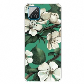 Cover Samsung Galaxy M12 / A12 Fiori Bianchi Dipinti