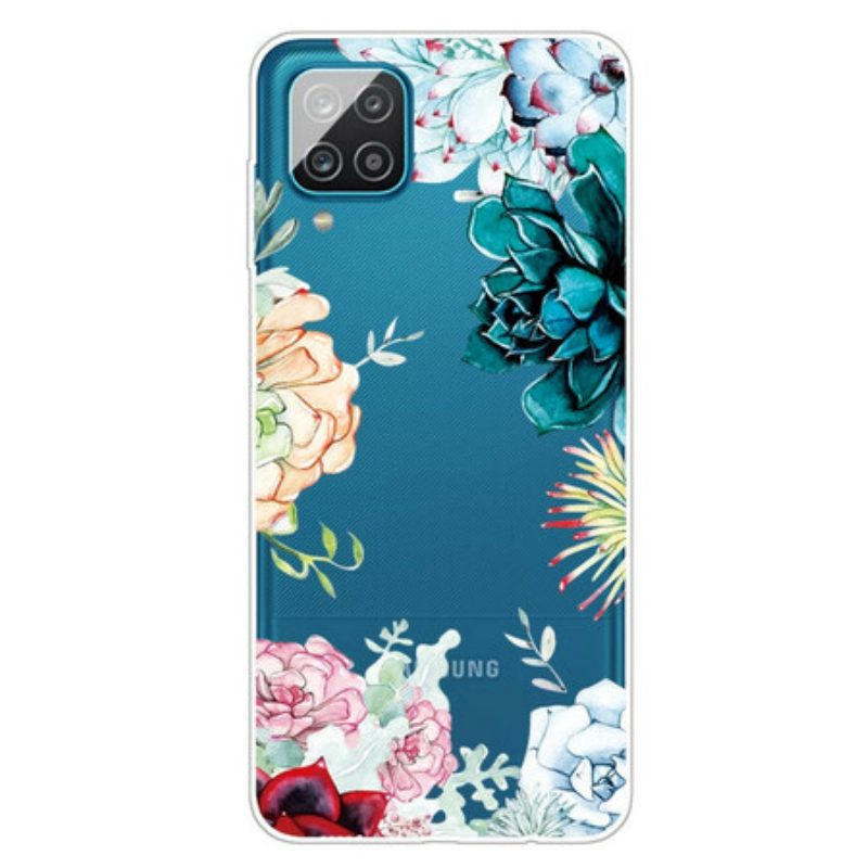 Cover Samsung Galaxy M12 / A12 Fiori Dell'acquerello Senza Soluzione Di Continuità