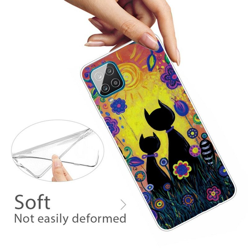 Cover Samsung Galaxy M12 / A12 Gatto Dei Cartoni Animati