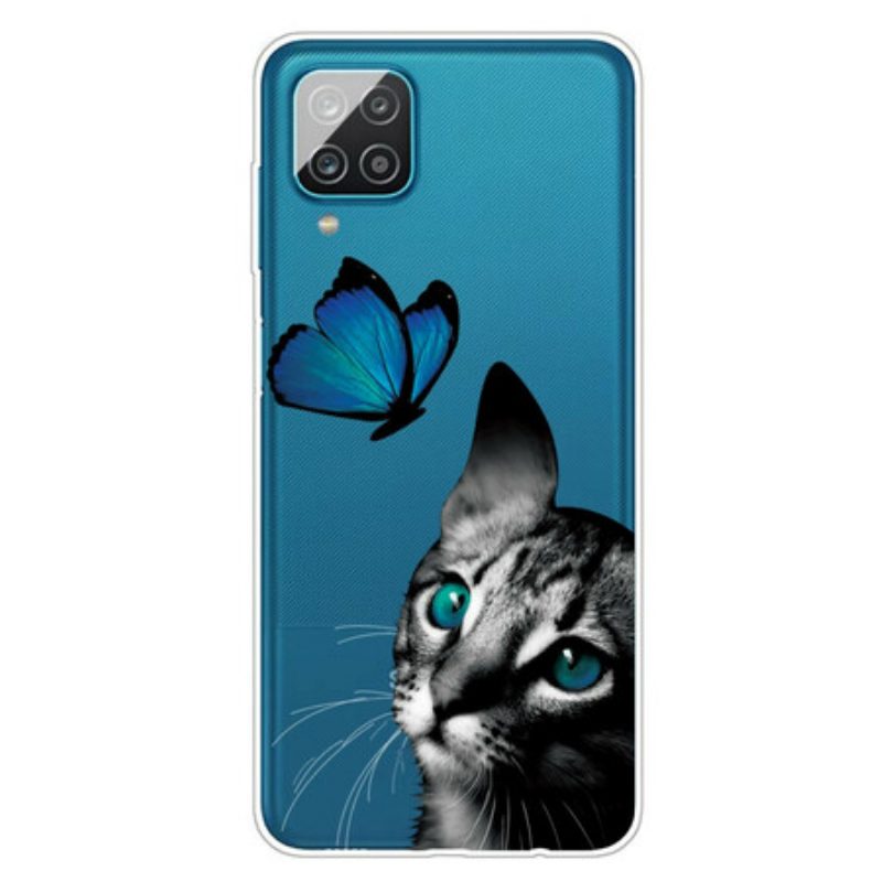 Cover Samsung Galaxy M12 / A12 Gatto E Farfalla