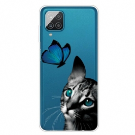 Cover Samsung Galaxy M12 / A12 Gatto E Farfalla