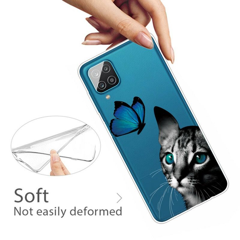 Cover Samsung Galaxy M12 / A12 Gatto E Farfalla