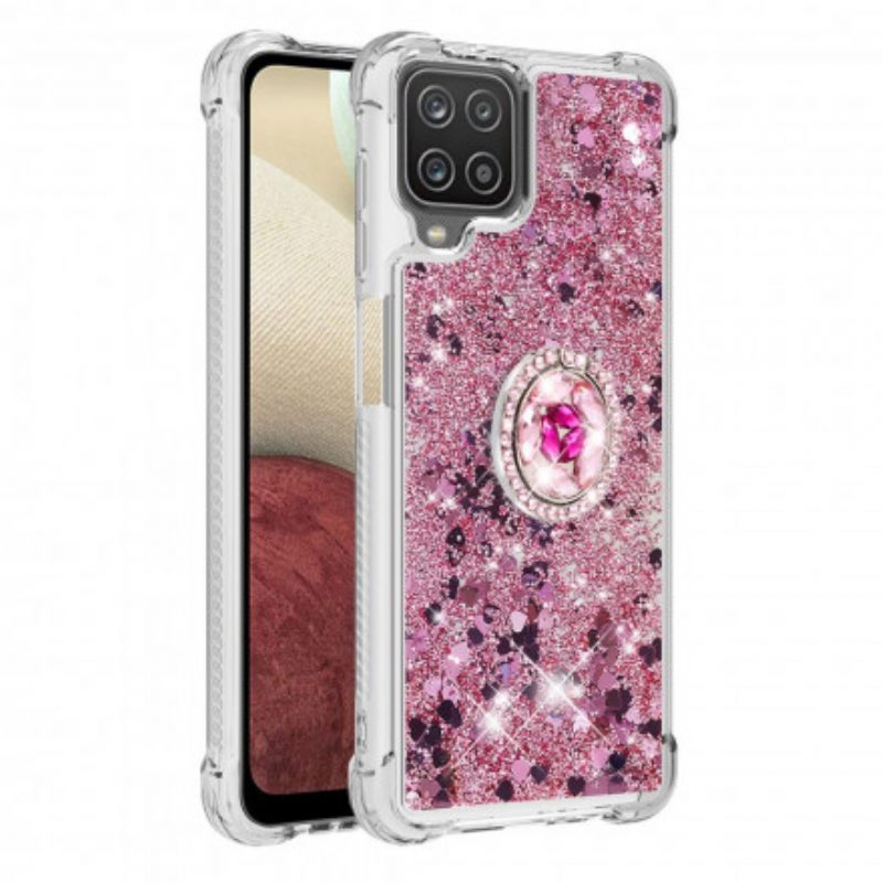 Cover Samsung Galaxy M12 / A12 Paillettes Con Supporto Ad Anello