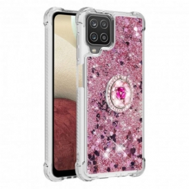 Cover Samsung Galaxy M12 / A12 Paillettes Con Supporto Ad Anello