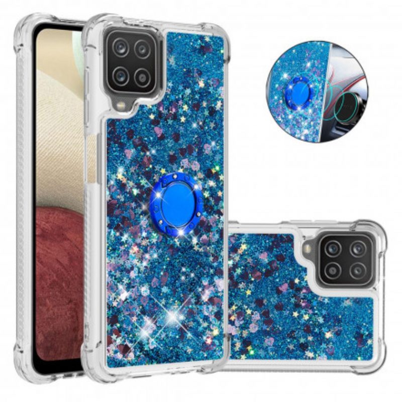 Cover Samsung Galaxy M12 / A12 Paillettes Con Supporto Ad Anello