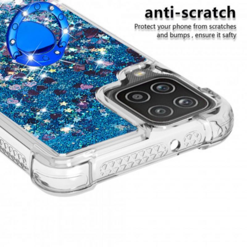 Cover Samsung Galaxy M12 / A12 Paillettes Con Supporto Ad Anello