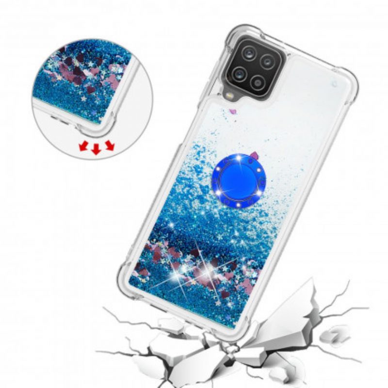 Cover Samsung Galaxy M12 / A12 Paillettes Con Supporto Ad Anello