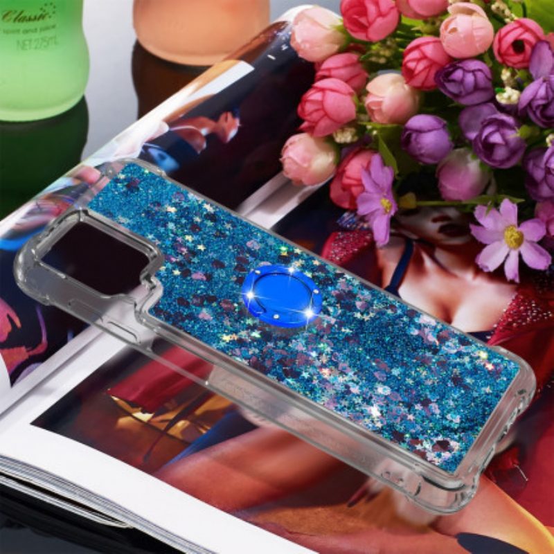 Cover Samsung Galaxy M12 / A12 Paillettes Con Supporto Ad Anello