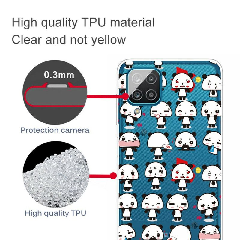 Cover Samsung Galaxy M12 / A12 Panda Divertenti Senza Soluzione Di Continuità