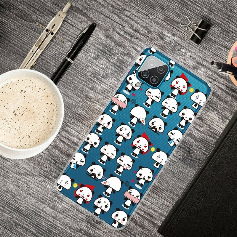 Cover Samsung Galaxy M12 / A12 Panda Divertenti Senza Soluzione Di Continuità