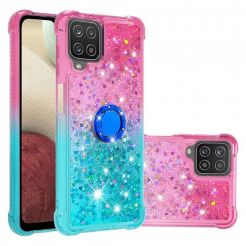 Cover Samsung Galaxy M12 / A12 Staffa Ad Anello Glitterata